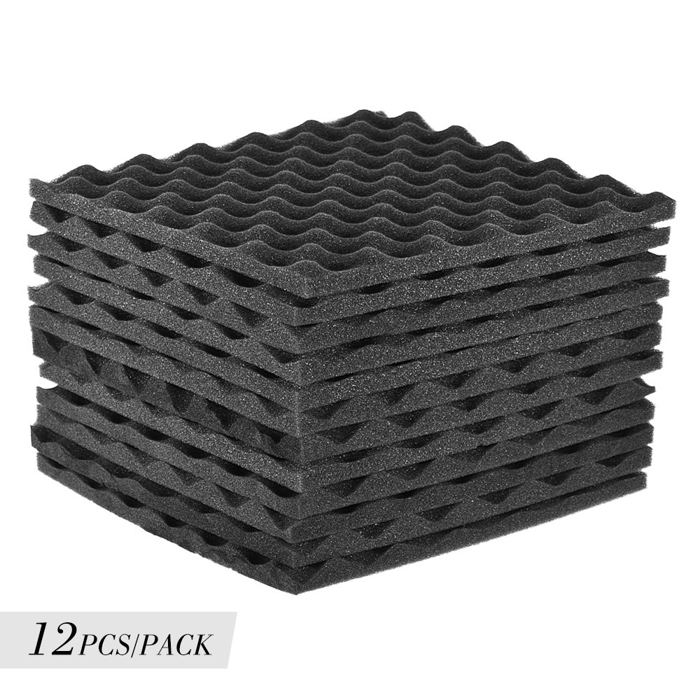 12Pc/Pack Studio Acoustic Foams Panels Sound Insulation Foam 30 * 30cm/ 12 * 12in for Recording Studios, Control Rooms, Offices