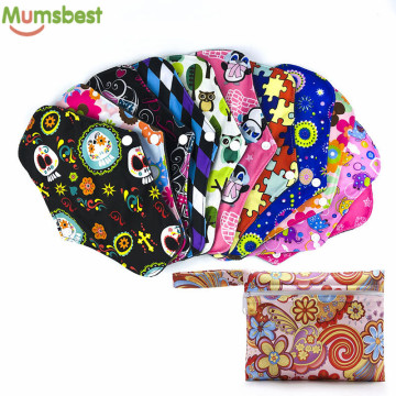 [Mumsbest] 10PCS Reusable Cloth Menstrual Pads+1Mini Wet Bag Bamboo Charcoal Reusable Sanitary Pads Daily Coth Menstrual Pads