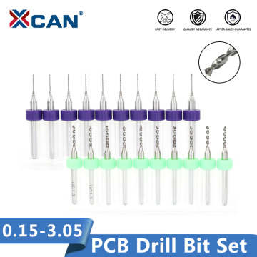 XCAN 10pcs 0.15-3.05mm Carbied PCB Mini Drill Bit For Print Circuit Board Drilling 3.175mm Shank PCB Drill Bit Set
