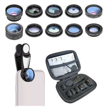 10 in 1Fish Eye Lens Wide Angle Macro Fisheye Lens Zoom For iphone 7 8 plus XS MAX X Mobile Phone Camera Lens Kit