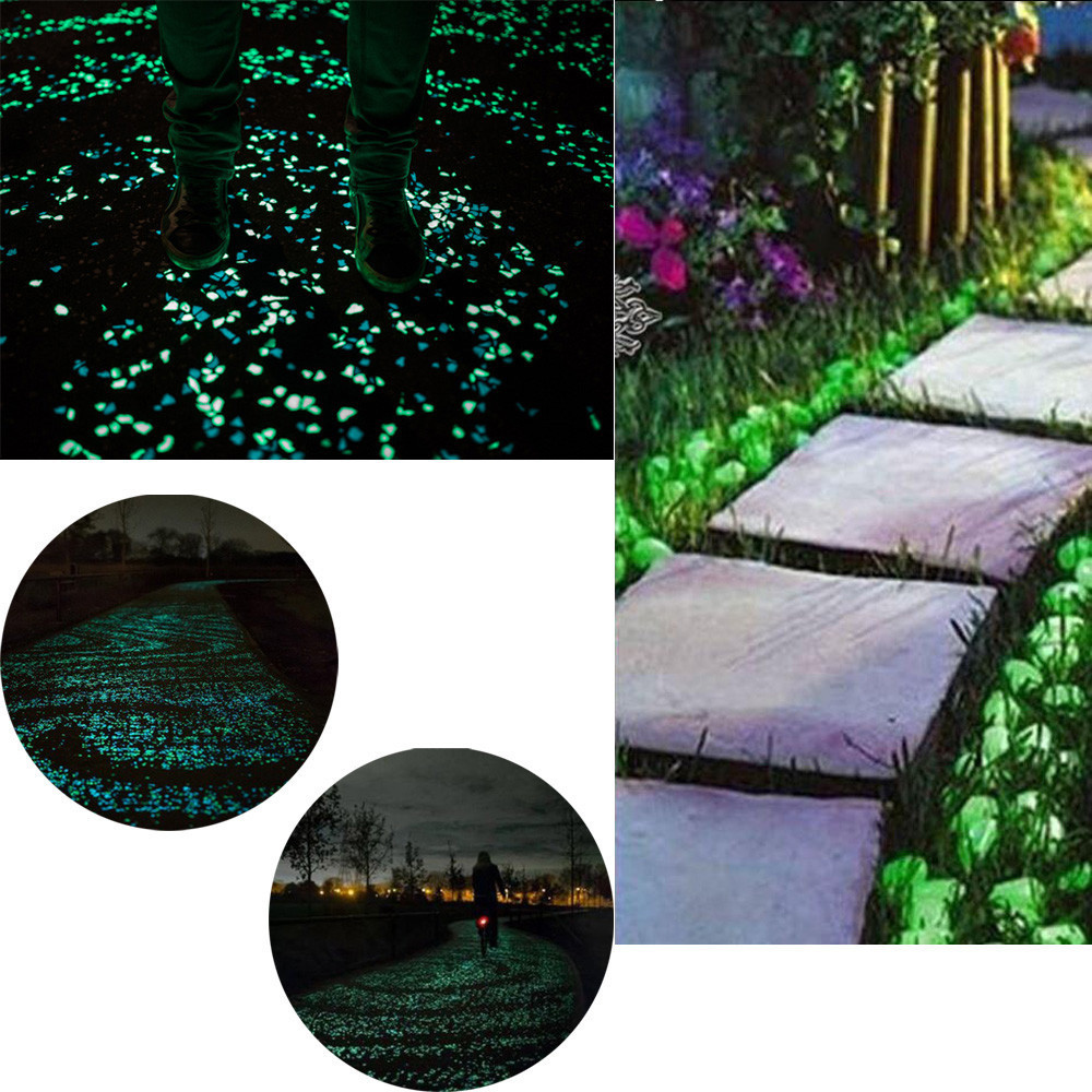 200 pieces glow in the dark garden pebbles shining stones rocks for walkways garden path Patio lawn garden decoration luminous 7