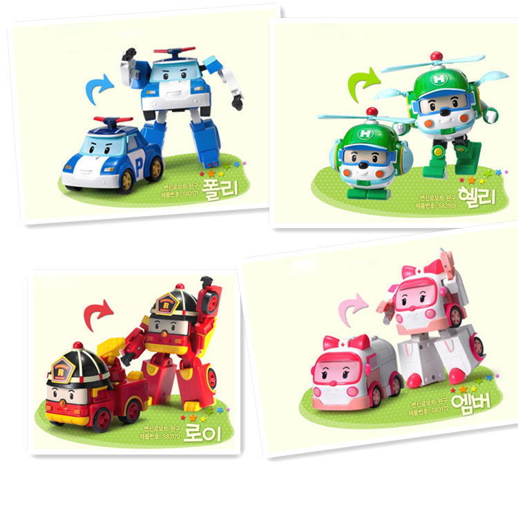 4pcs/set Robocar Poli Kids Toys Robot Transformation Anime Action Figure Robok Skirts Anime Figures Toy For Children