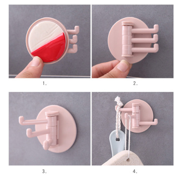 Seamless Adhesive Hook Rotatable Strong Stick Hook Kitchen Wall Hanger Load Bearing 3KG Bathroom Kitchen Hooks TSLM2