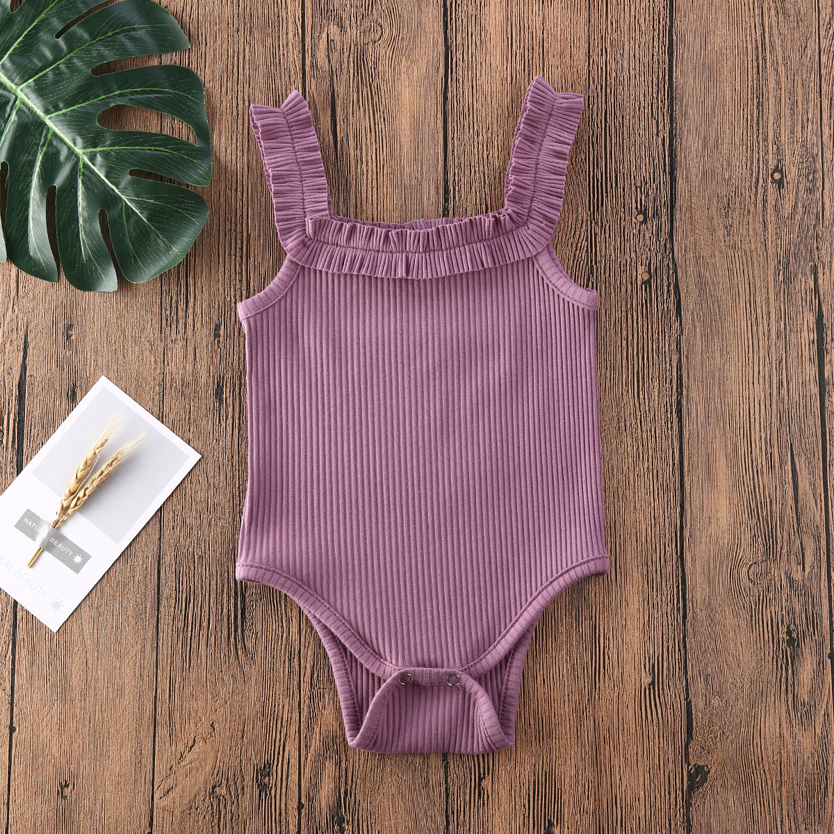 2020 Baby Girls Boys Bodysuits Summer Clothing Newbown Sleeveless Ribbed Ruffled Solid Jumpsuits Solid Playsuits 3M-24M