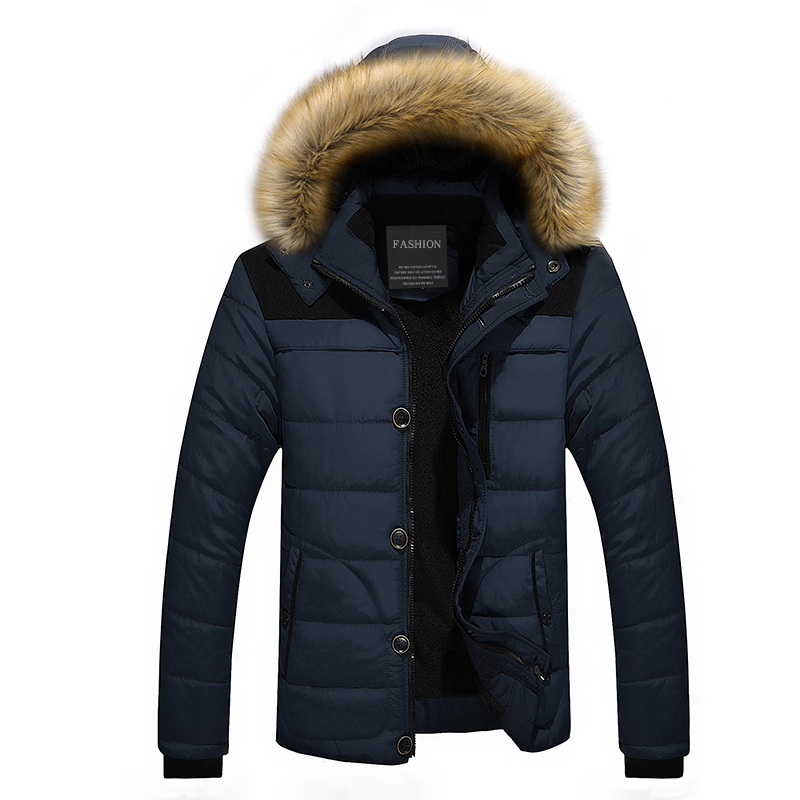 Winter Warm Men Parka Coat Casual Hooded Thick Fur Lined Men's Jacket 2020 Winter Large Size Men's Coats Solid Color Parkas 6XL