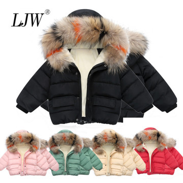 Baby Boys Jackets for Girls Fluff Fur collar Winter Kids Warm Hoodies Jacket Children Outerwear girl Coat Boys Girls Jackets