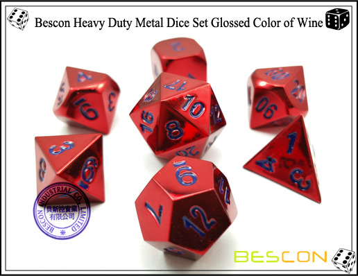 Bescon Heavy Duty Metal Dice Set Glossed Color of Wine-1