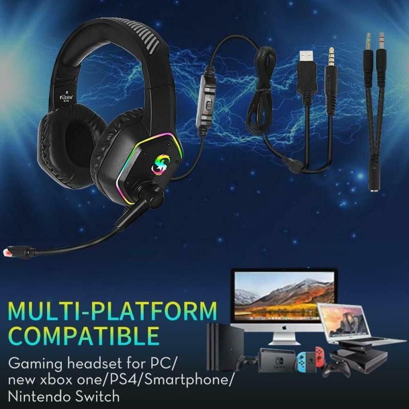 Professional Led Light Gaming Headphones For Computer PS4 Adjustable Bass Stereo PC Over Ear With Mic Wired Headset наушники