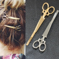 Hot Sale Fashion Women Chic Golden Silvery Scissors Shape Hair Clip Hair Pin Headwear Hair Clip Simple And Elegant Hair Style