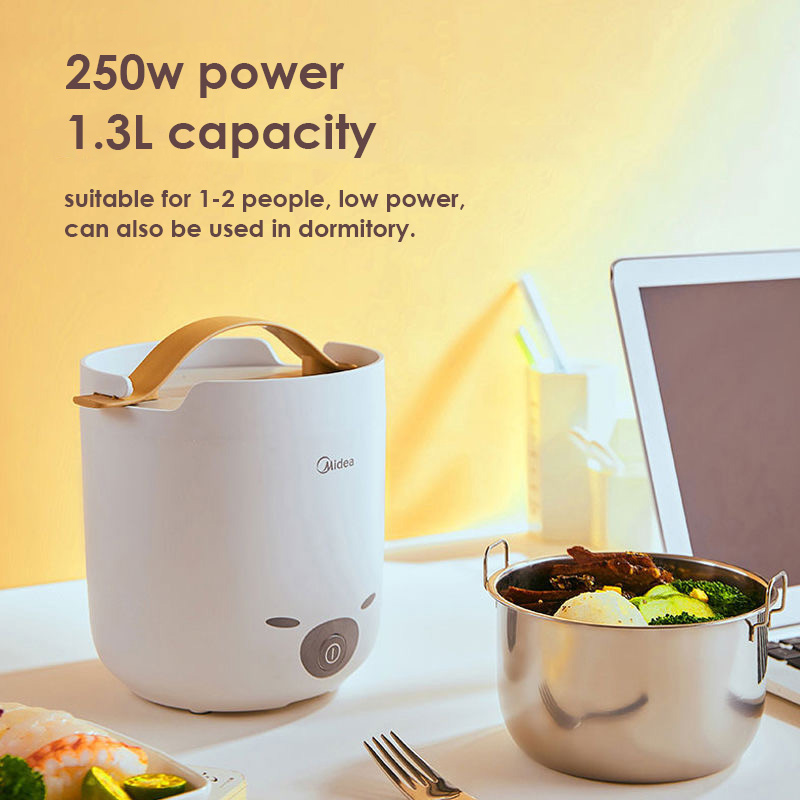 1-2 Persons Household Rice Cooker Portable Insulated Lunch Box 220V Electric Cooking Pot Stainless Steel Steam Integrated Cooker