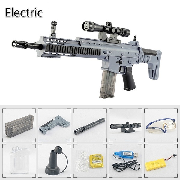 Electric SCAR Plastic Safety Toy Gun for Boy Birthday Gift Electric Outdoors CS Game Gun Toys for Kid Birthday Gift Water Bullet