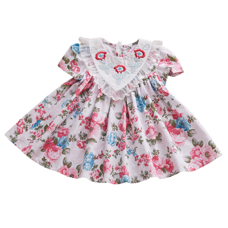 Girls Floral Embroidery Dresses Baby Princess Sweet Frocks Summer Children Birthday Baptism Outfits Spainsh European Clothing