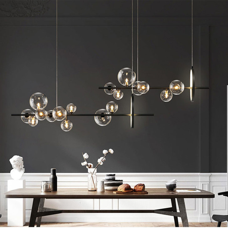 Nordic Magic Beans Livingroom Led Chandelier Retro Art Molecular Glass Ball Dininroom Cafe Bar Decor Suspension Light Fixtures