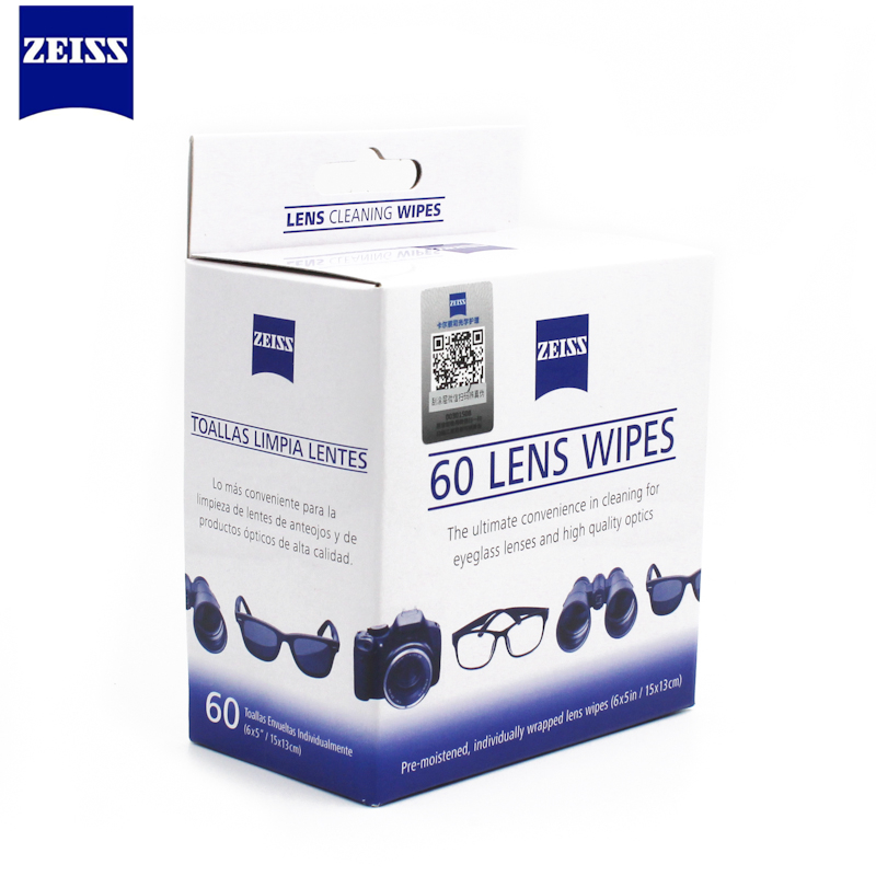 Zeiss Pre-moistened Lens Wipes Cleaning for Eyeglass Lenses Sunglasses Camera Lenses Cell Phone Laptop Lens Clothes 60ct Pack