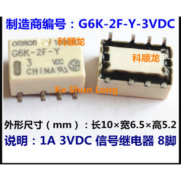 100%Original New G6K-2F-Y G6K-2F-Y-3VDC G6K-2F-Y-DC3V G6K-2F-Y-3V 8PINS 1A 3VDC Signal Relay