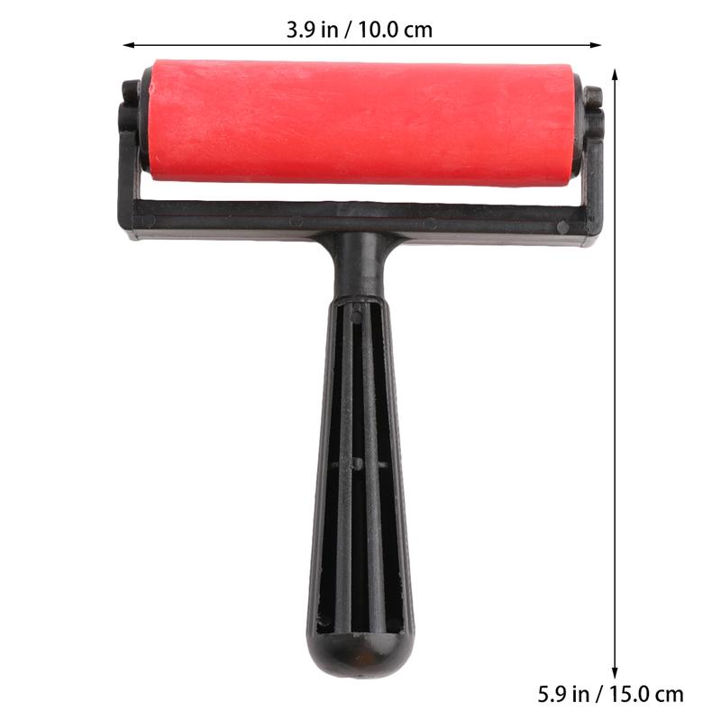 10cm Printmaking Rubber Roller Soft Brayer Craft Projects Ink and Stamping Tools (Red)