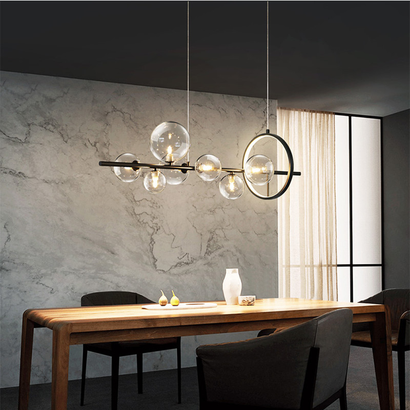 Nordic Magic Beans Livingroom Led Chandelier Retro Art Molecular Glass Ball Dininroom Cafe Bar Decor Suspension Light Fixtures