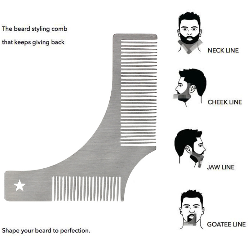 Men's Beard Shaping Kit Shaving Brush Comb Scissor Set Men Fashion Hair Styling Face Hair Removal Mustache Trim Accessory Tool