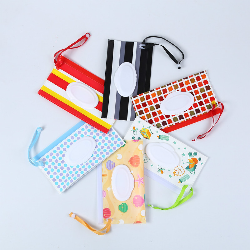 1Pcs Baby Wipes Carrying Case Portable Clean Wet Wipes Bag EVA Flip Cover Wipes Bag with Easy-Carry Snap-Strap for Stroller