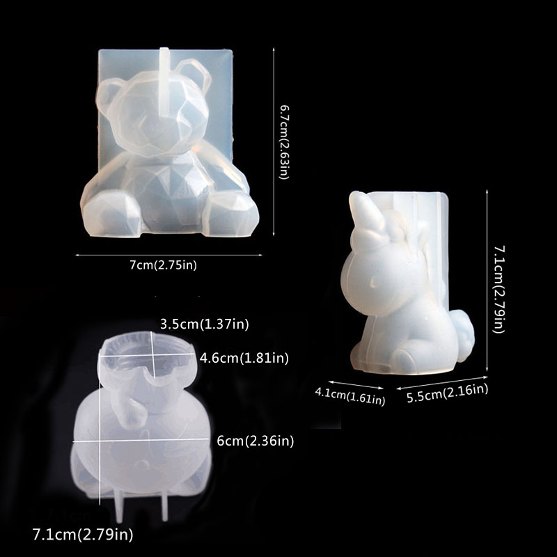 3D Silicone Mold DIY Geometry Stereo Bear Deer Cat Animal Mold Ornament Mold Cake Decoration Tools