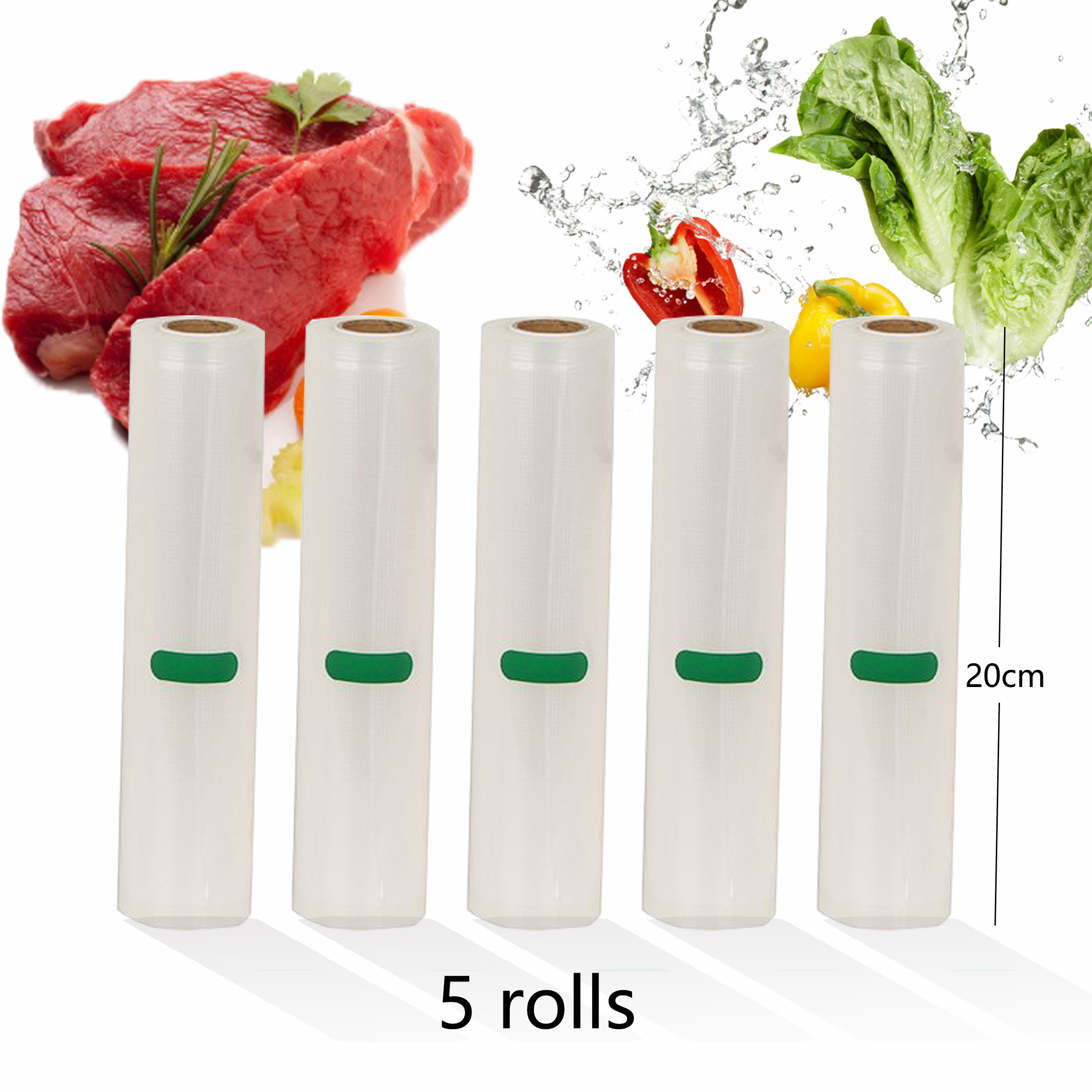 5 Rolls/Lot Kitchen Food Vacuum Bag Storage Bags For Vacuum Sealer Food Packer 20cm*500cm