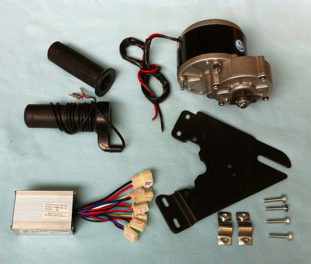 MY1016Z2 250W 24V gear brush motor with Motor Controller and Twist Throttle, DIY Electric Bicycle Kit