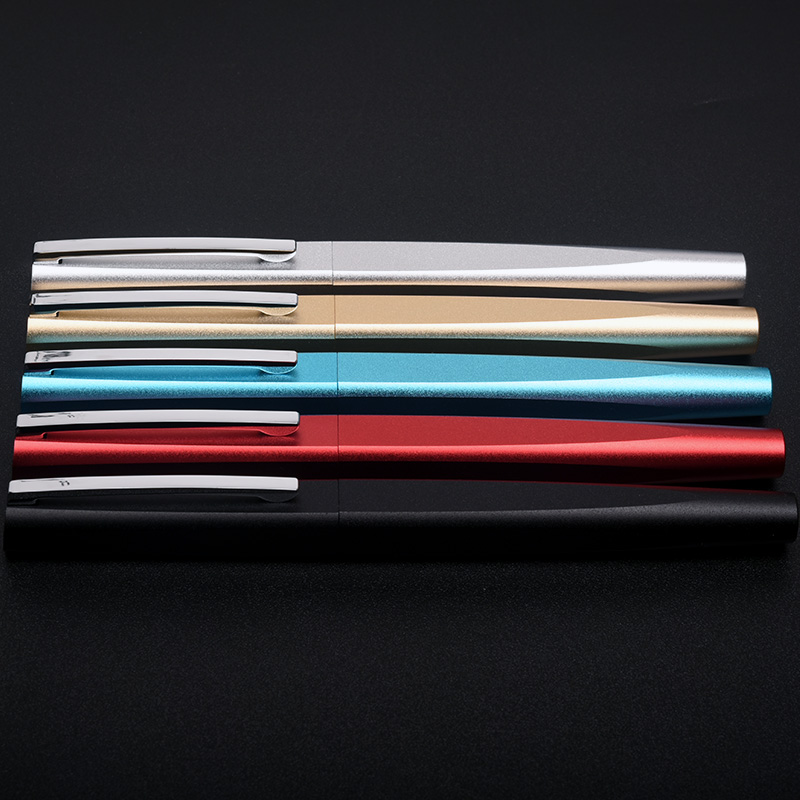 Free shipping KACO SQUARE Series Luxury Blue and Silver Clip Fountain Pen with 0.5mm Nib Nobel Metal Aluminum Ink Pens