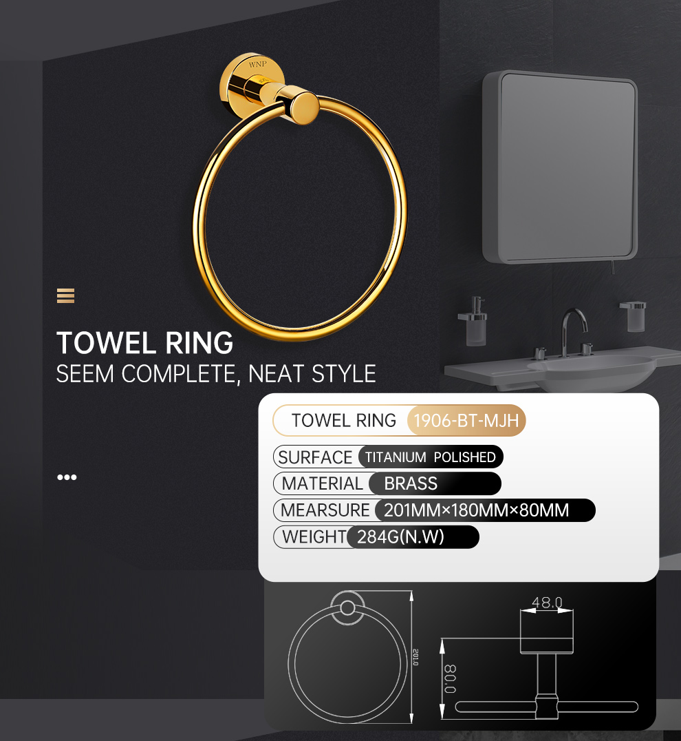 Gold/Silver/Brushed Towel Ring Round Bathroom Towels Holder,Wall-Mounted Round Towel Rings,Bathroom Supplies