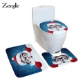 Zeegle 3Pcs Bathroom Floor Pad Toilet Rug Bathroom Christmas Non-Slip Mat Lid Toilet Seat Cover Mat Set Home Decoration Bath Rug