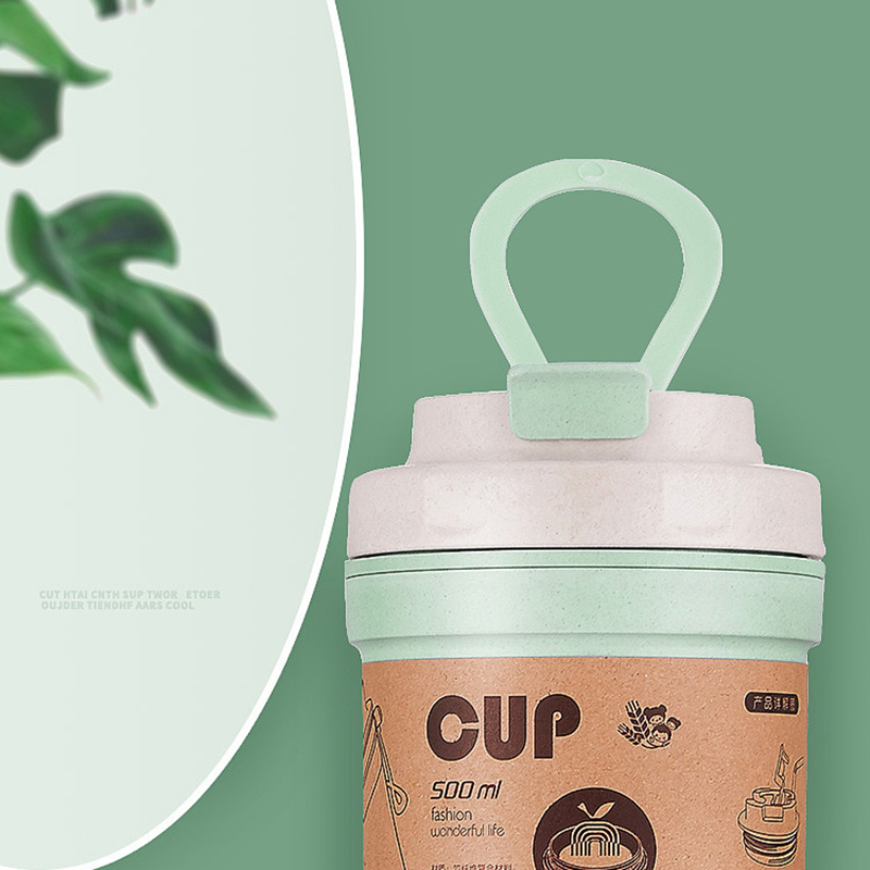 Environmental bamboo fiber new 500 ml portable vacuum thermos jug coffee soup pot water bottle gift