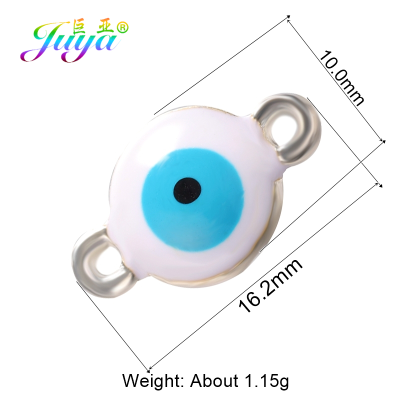 Juya 20pcs/lot Wholesale Enamel Charms Supplies Greek Evil Eye Charms Connector Accessories For Handmade Turkish Jewelry Making