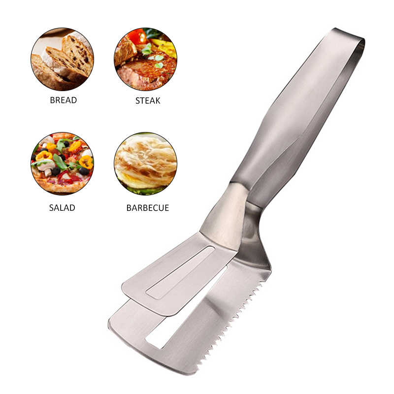 1 Pcs Stainless Steel Anti-scald Fish Shovel Kitchen Serrated Clip Household Food Clip Bread Steak Clip Kitchen BBQ Tools