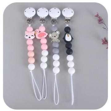 Food Grade Bead Pacifier Chain Baby Teether Chew Toys New Baby Teethers Silicone Create Cartoon Animals Baby Pacifier Clips