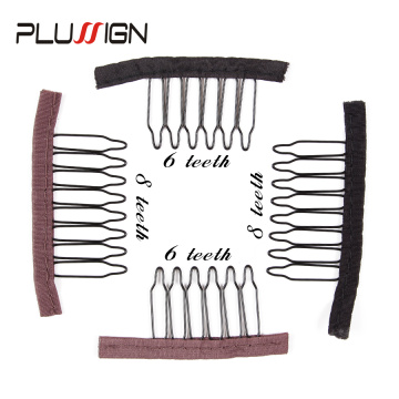 2 Colors Black Brown 3Style 4Teeth 6Teeth 8Teeth Wig Comb For Wig Caps Stainless Steel Hair Combs For Wigs Toupee And Hair Piece