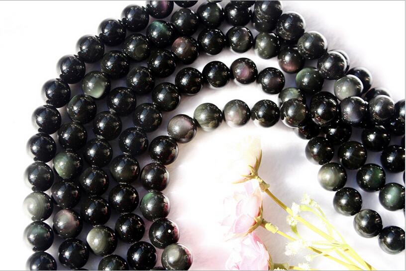1Strand/lot Natural Genuine Flash Rainbow Obsidian Stone Round Loose Beads 4/5/6/8/10/12/14mm Pick Size for DIY Jewelry Making