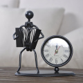 Vintage Metal Musical Clock Home Decoration Iron Model Antique Clock Desk and Table Clock Simple Time Recording Accessories