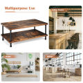 Industrial Coffee Table Rustic Accent Table Storage Shelf Living Room Furniture HW65713