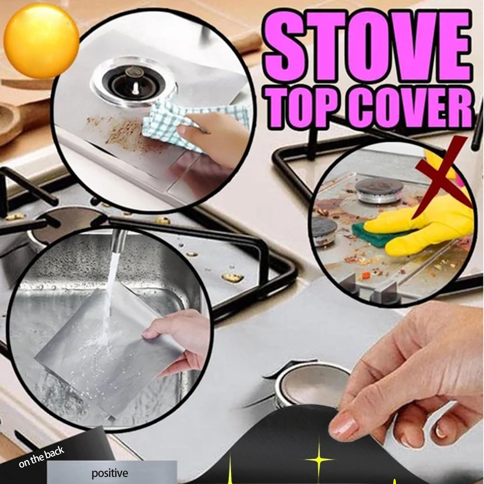 4# 4pc Gas Range Stove Top Cookware Parts Burner Protect Reusable Liner Clean Cook Non-stick Cookware Parts Kitchen Storage