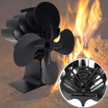 Black Fireplace 4 Blades Heat Powered Stove Fan Log Wood Burner Ecofan Quiet Home Fireplace Fan Efficient Heat Distribution