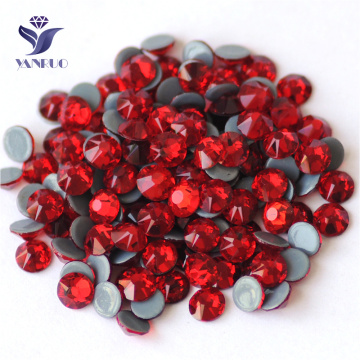 YANRUO 2088HF All Sizes Siam DIY Strass Iron On Hotfix Crystal Flatback Glass Red Rhinestones For Jewelry Crafts