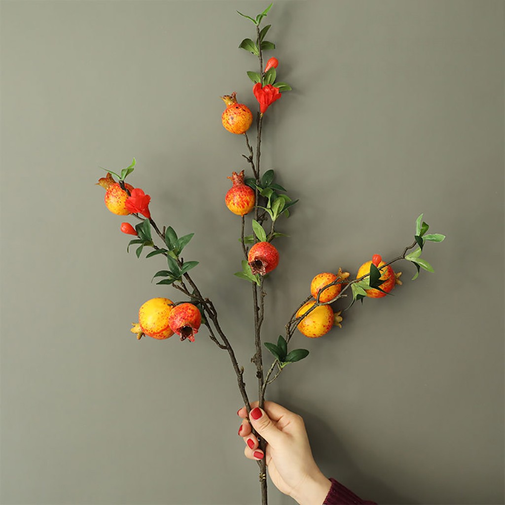 Fake Artificial Rose Fruit Pomegranate Berries Red Yellow Bouquet Floral Garden Home Decor Berries diy Artificial flowers