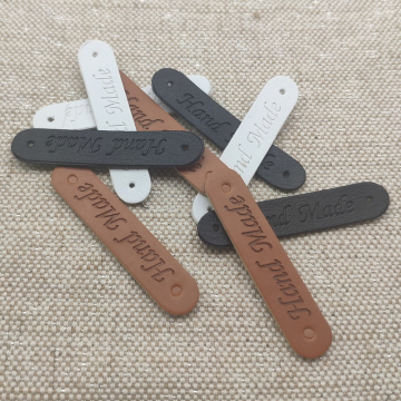 48Pcs 10X50Mm Hand Made Pu Leather Labels For Clothes Handmade Tags With Two Hole For Gift Hand Made Sewing Labels Leather Tag