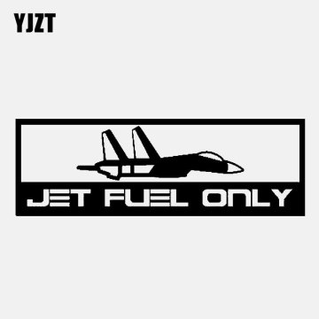 YJZT 16CM*5.4CM JET FUEL ONLY Plane Car Sticker Vinyl Decal Black/Silver C3-0778