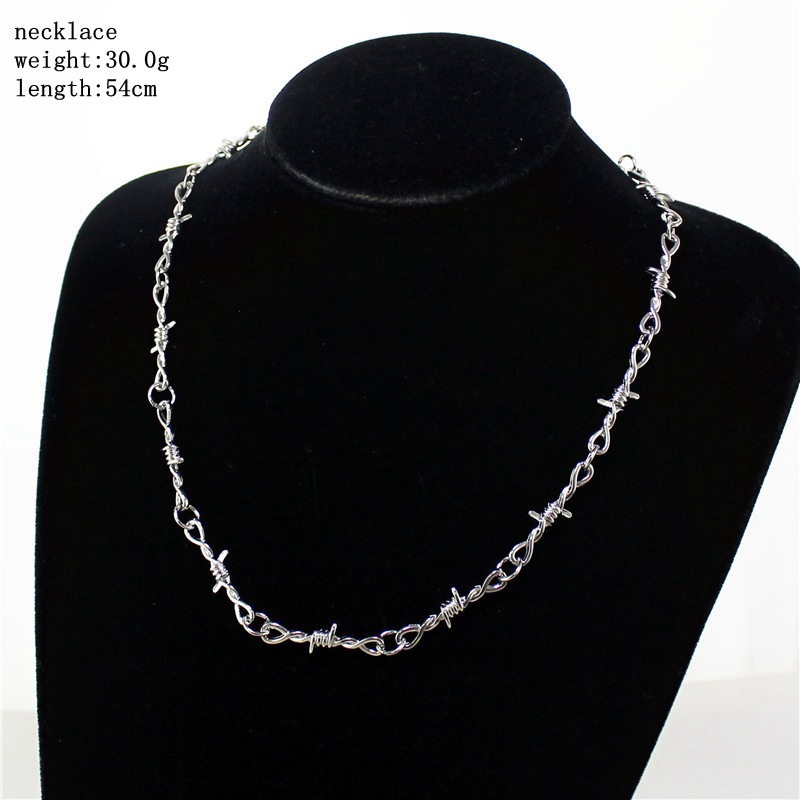 Punk Metal Silver Color Wire Brambles Necklace Barbed Wire Brambles Link Chain Choker Fashion Jewelry Rock Night Club Unisex