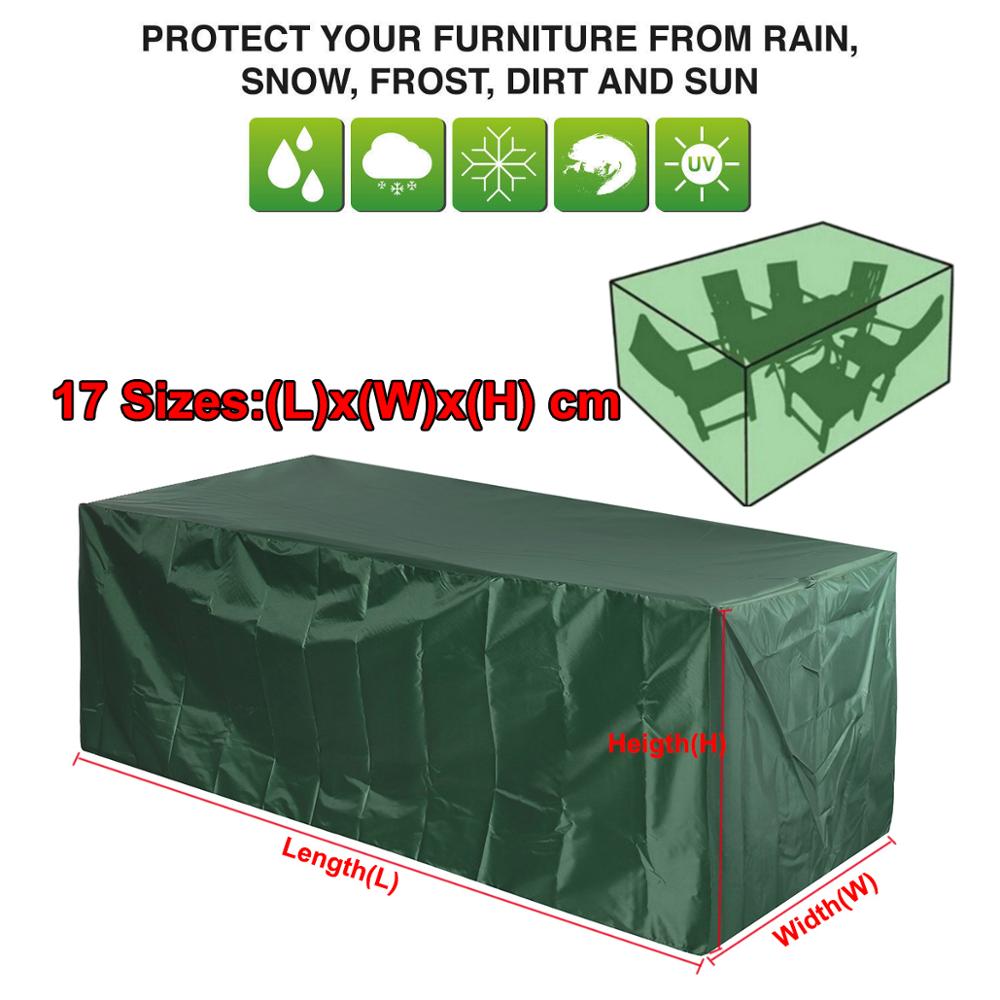 17 size green waterproof cover terrace garden furniture cover 210D rain and snow chair cover sofa table chair dust cover green