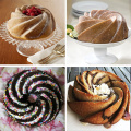 3D Large Spiral Shape Cake Mold Food Grade Silicone Bundt Bakeware Pan Fluted Cake Mould Form Bread Bakery Baking Tools