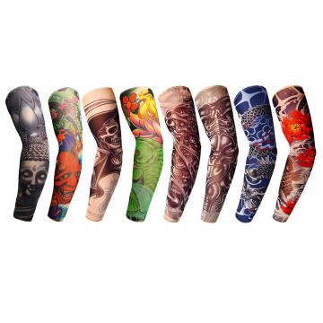 Outdoor Breathable Cycling Arm Sleeves 3D Tattoo Printed UV Protection Quick Dry Sleeves Ridding Arm Fitness Sports Sleeves