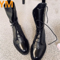 White Snow Boots Women 2020 Autumn England Style Boots Women Genuine Leather Casual Shoes Lace Up Short Boots Platform 35-43