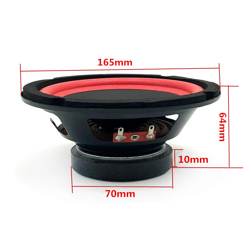 6 Inch Car Audio Wood Box Modified Full Frequency Subwoofer 4 Ohm 80W 165mm Waterproof Polyplastic Cone Red Rubber Edge Speaker