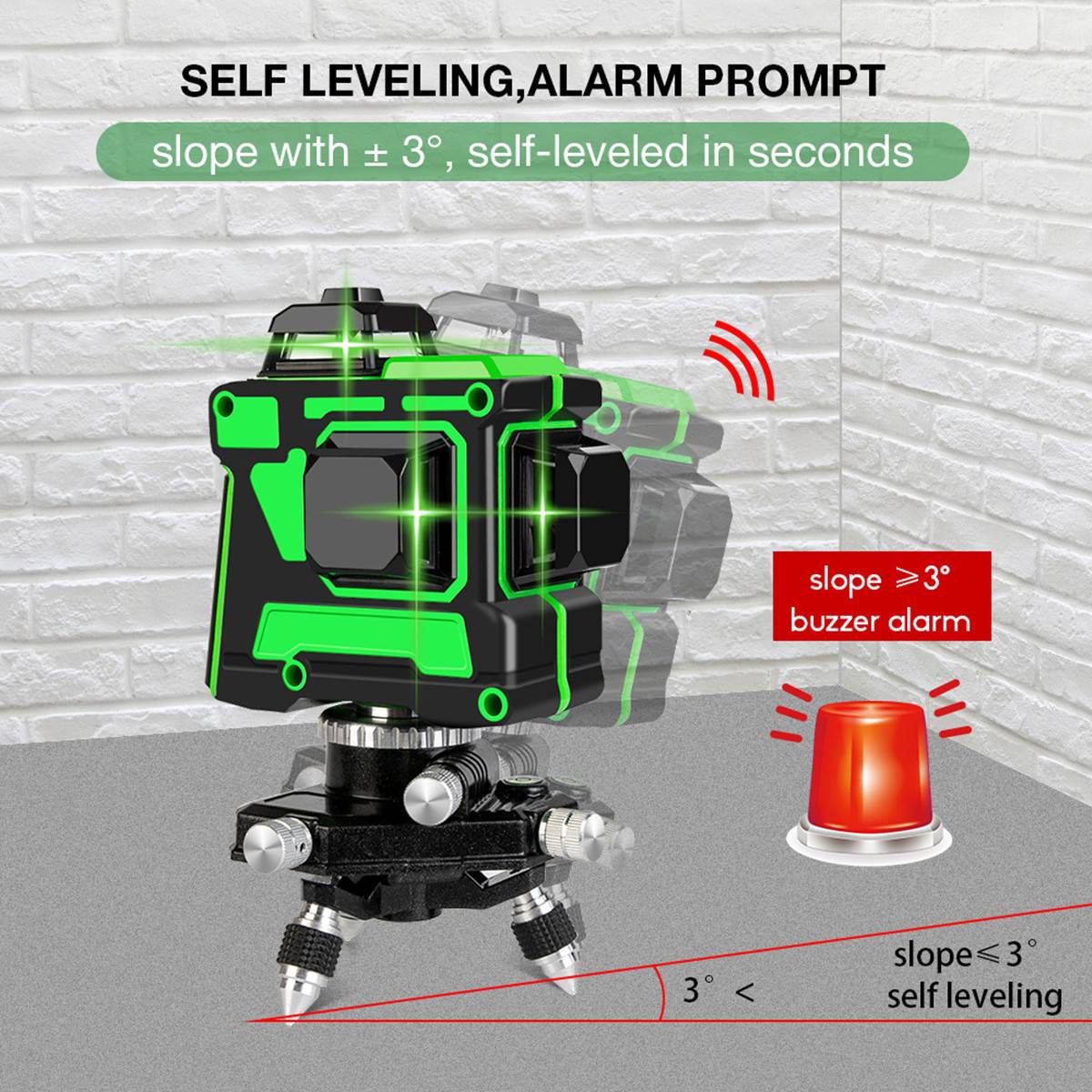 12 Lines 3D Laser Level Self-Leveling 360 Horizontal And Vertical Powerful Green Laser Beam Line Laser Level with Bracket/Tripod
